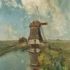 Buitenschilderij Molen Multi 78 X 58 X 2 Cm