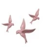 Tuinwanddecoratie Vogels Roze 3 Stuks