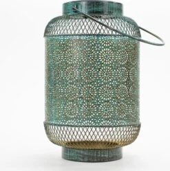 Solar Lantaarn Feline Turqoise / Goud D 25,5 H 16 Cm