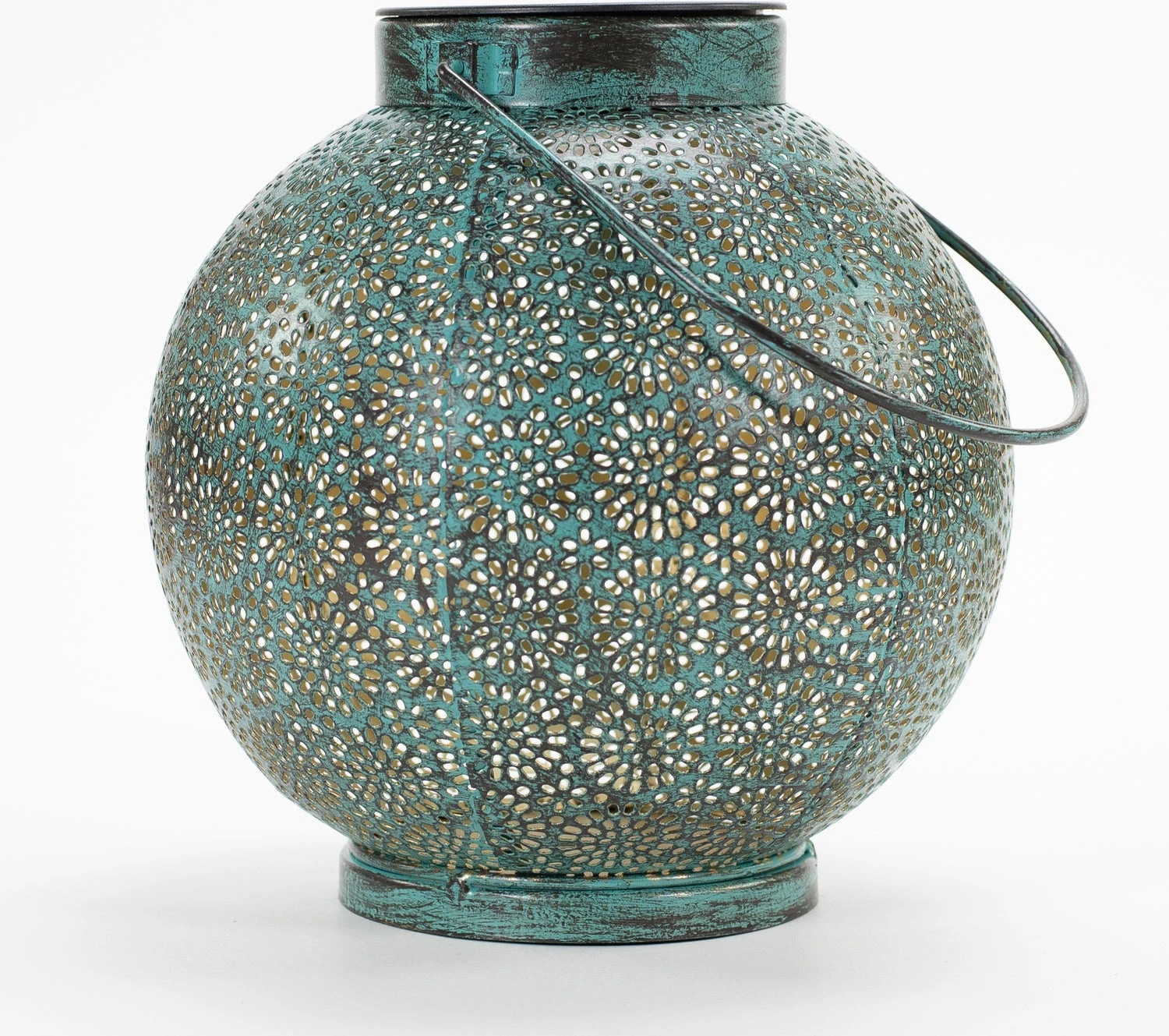 Solar Lantaarn Feline Turquoise / Goud D 19 H 18 Cm 1 Solar Lantaarn Feline Turquoise / Goud D 19 H 18 Cm