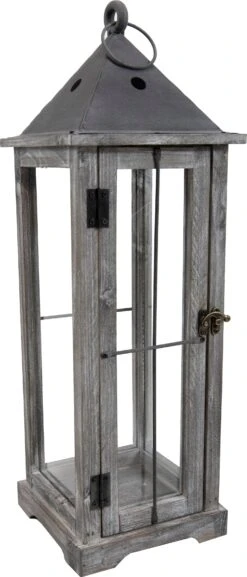 Mega Collections Tuinlantaarn Gable Grijs 24 X 24 X 70 Cm