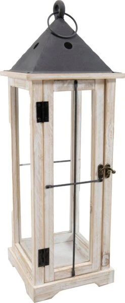 Mega Collections Tuinlantaarn Gable Naturel 24 X 24 X 70 Cm