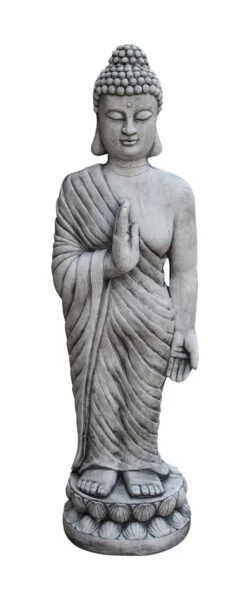 Tuinbeeld Boeddha Staand Grijs 25 X 30 X 95 Cm