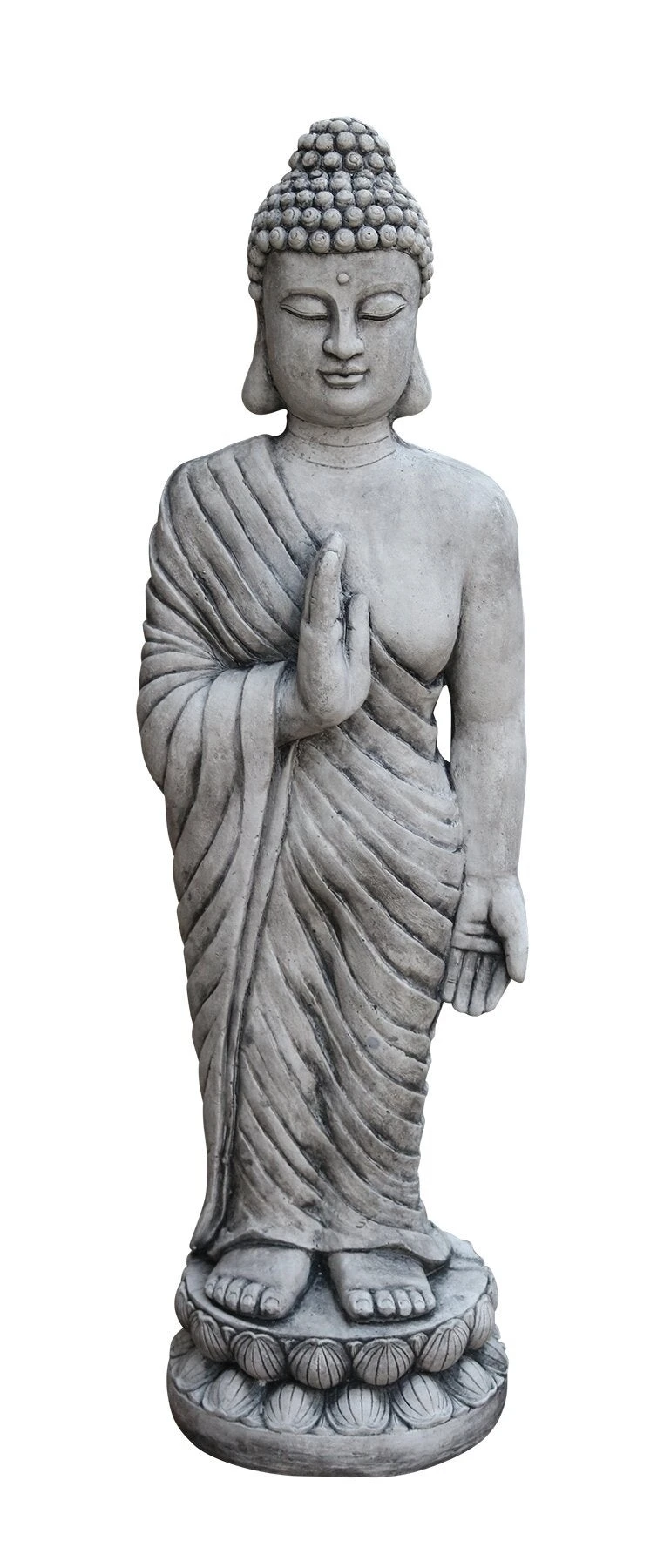 Tuinbeeld Boeddha Staand Grijs 25 X 30 X 95 Cm 1 Tuinbeeld Boeddha Staand Grijs 25 X 30 X 95 Cm