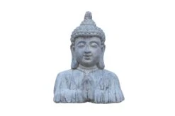 Tuinbeeld Boeddha Met Muts Grijs 27 X 19 X 36 Cm