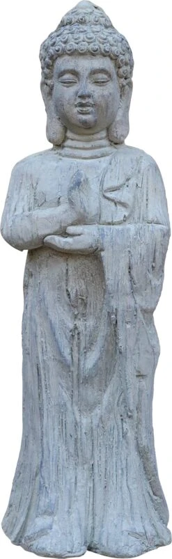 Tuinbeeld Boeddha Staand Grijs 17 X 17 X 52 Cm