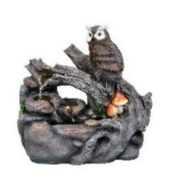 Waterornament Fontein Uil Met LED Verlichting Multi 47 X 25 X 42 Cm