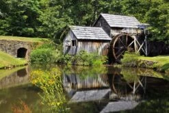 PB-Collection Tuinschilderij Watermolen Groen 70 X 50 X 2,5 Cm
