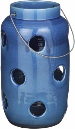 Mica Decorations Lantaarn Arena Blauw D 20 H 35 Cm