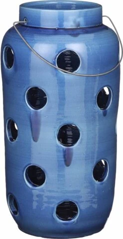 Mica Decorations Lantaarn Arena Blauw D 25 H 50 Cm