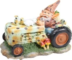 SID Tuinbeeld Kabouter Op Tractor Edward Multi 23 X 13 X 14 Cm