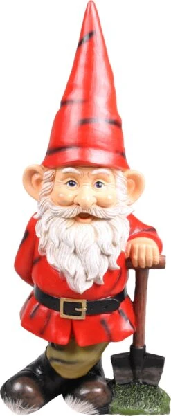 Tuinbeeld Kabouter Met Schop Rood 9 X 8 X 20 Cm