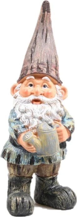 SID Tuinbeeld Kabouter Met Gieter Teun Blauw / Bruin / Wit 18 X 12 X 39 Cm