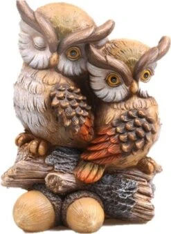 SID Tuinbeeld Uilen Op Tak Ubbe Bruin 26 X 18 X 35 Cm