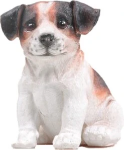 Farmwood Tuinbeeld Jack Russel Puppie Wit / Bruin / Zwart 12 X 15 X 17 Cm