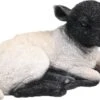 Farmwood Tuinbeeld Liggend Lammetje Wit / Zwart 24 X 14 X 15 Cm