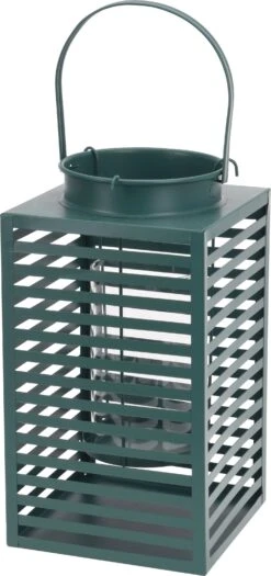 H&S Collection Windlicht Donker Groen 12 X 12 X 24,5 Cm