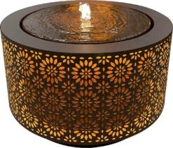 Waterornament Fleur Met LED Zwart D 50 H 30 Cm