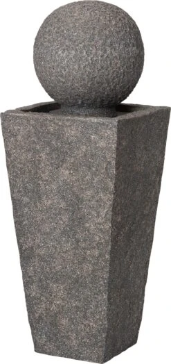 Intratuin Waterornament Tore Met LED Verlichting Grijs 30 X 30 X 81 Cm