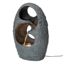 Intratuin Waterornament Leif Met LED Verlichting Grijs 48 X 28 X 71 Cm