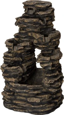 Intratuin Waterornament Wateval Met LED Verlichting Grijs 62 X 48 X 97 Cm