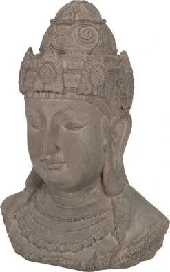 Intratuin Tuinbeeld Boeddha Hoofd Grijs 42 X 29,5 X 58 Cm