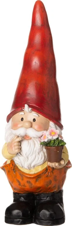 Intratuin Tuinbeeld Kabouter Met Mand Pieter Rood / Geel / Oranje 10 X 10 X 29 Cm