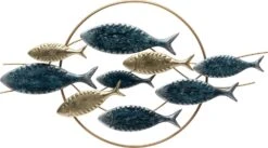 Intratuin Tuinwanddecoratie Vissen Blauw / Goud 90 X 50 X 5,5 Cm