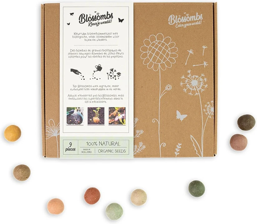 Blossombs Bloemzaadbom Giftbox 18 X 16 X 2,5 Cm 9 Stuks 1 Blossombs Bloemzaadbom Giftbox 18 X 16 X 2,5 Cm 9 Stuks